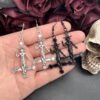 Satanic jewelry Satanic Cross Earrings – Gothic Baphomet Inverted Cross Earrings for Dark Art Lovers