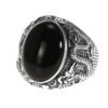 Natural Black Onyx Dragon Engraved Retro Vintage Men's Rings Adjustable