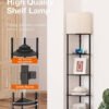 5-Tier Corner Shelf Floor Lamp with Type C, USB Port & 1 Power Outlet and 3CCT LED Bulb, Modern Display Lamp for Narrow Corner Bookshelf Lamp for Living Room, Bedroom, Office - Black