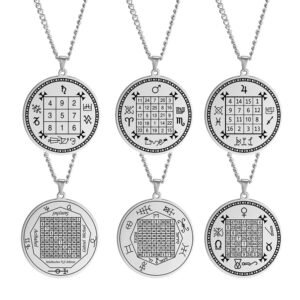 Dawapara Religious Solomon Necklace Magic Square Talisman Pendants Protection Wealth Amulet Stainless Steel Jewelry