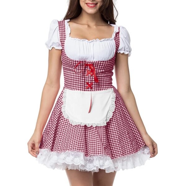 German Beer Festival Costume Halloween Adult Women Dress Oktoberfest Uniform Fancy Party Cosplay Dress Low Neck Uniform Set