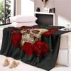 3D Custom Nap Blanket  Super Soft Cozy Velvet Plush Throw Blanket Bedspread Floral Skull Modern Line Art Sherpa Travel CB68