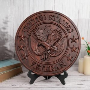 3D Engraved US Army Veterans Plaque American Flag Eagle Wall Decor Home Decor Statue and Sculpture American Idol Patriotic Gift