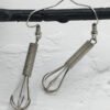 3D Miniature Silver plated Wire Wrapped Whisk Dangle Earrings Unique Handmade Jewelry Gift for Cook or Baker Chef Jewelry
