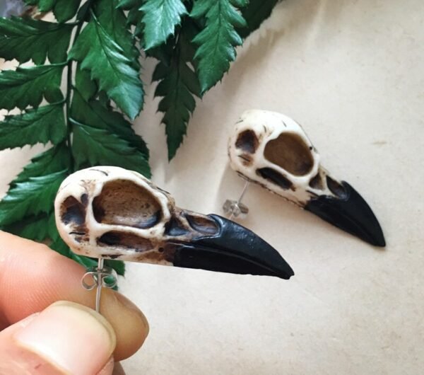 3D Resin Raven Skull Ear Studs, Halloween, Goth, Skull, Gifts,Raven Bird Skull Pendant, Men's, Unisex Gothic Statement Jewellery