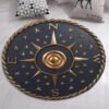 3D Rose Compass Carpet Non-Slip Round Carpet Floor Mats Printed Area Rug For Bedroom Home Decorative