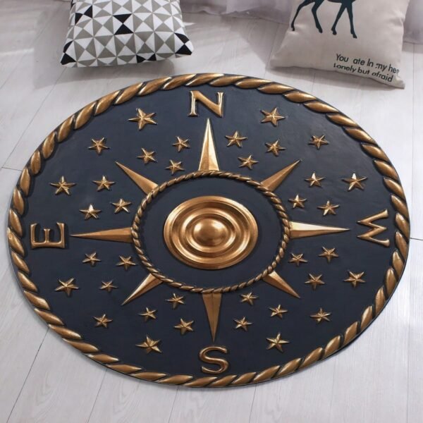 3D Rose Compass Carpet Non-Slip Round Carpet Floor Mats Printed Area Rug For Bedroom Home Decorative
