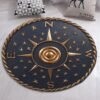 3D Rose Compass Carpet Non-Slip Round Carpet Floor Mats Printed Area Rug For Bedroom Home Decorative
