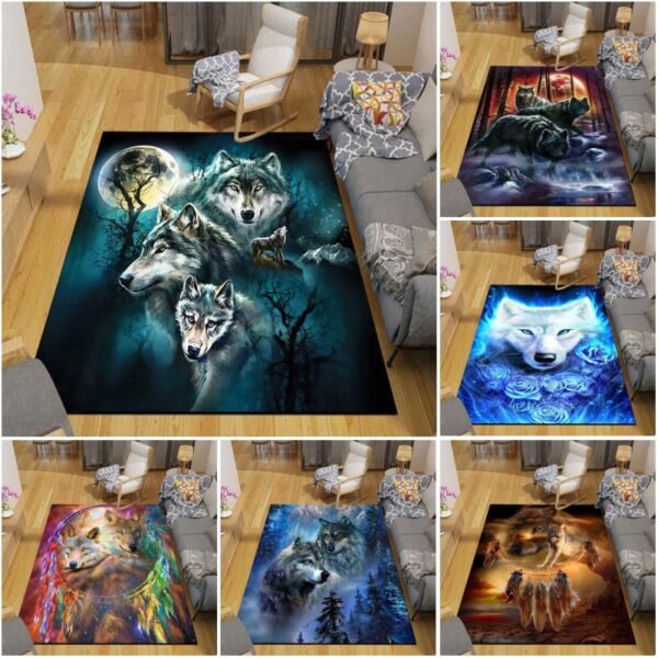 3D Wolf Floor Mats Rug Carpet Living Room Doormat Plush Non-slip Chair Mat bathroom Carpet