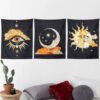 Tarot Tapestry Wall Hanging Psychedelic Stars Printed Hand Made Sun and Moon Tapestries for Bedroom Living Room,Dorm Decor