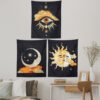 Tarot Tapestry Wall Hanging Psychedelic Stars Printed Hand Made Sun and Moon Tapestries for Bedroom Living Room,Dorm Decor