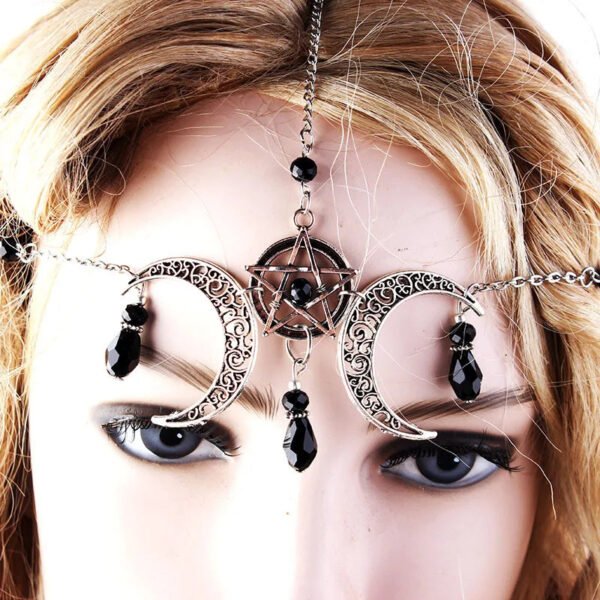 Boho Christmas Head Hair Jewelry Five-pointed Star Moon Natural Stone Chain Crystal Headbands for Women Hair Accessories Mujer