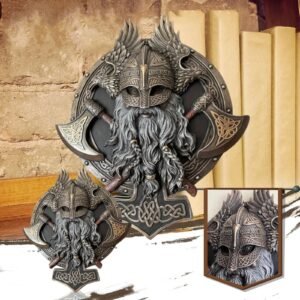 Viking Ares Wall Plaque Eagle Pirate Skull Viking Crazy Warrior Double Axe Wall Decor Home Decor