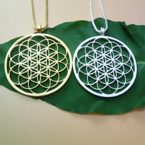 Seed Of Life Necklace Geometric Pendant Sacred Geometry Flower of life necklaces & pendants With 60 cm box chain for women