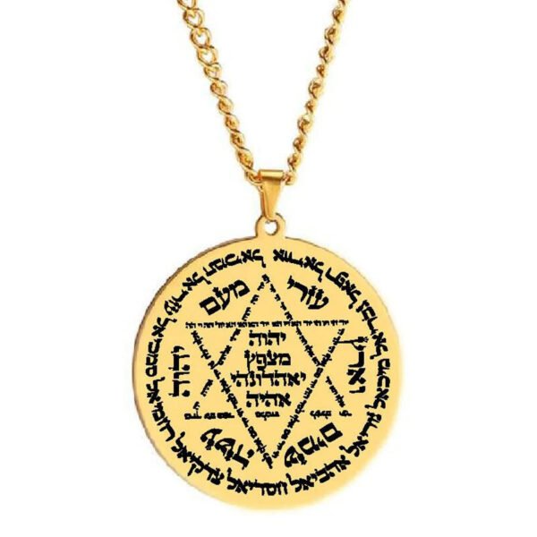 Protect God Pendant Kabbalah Amulet Names of 12 angels & Star of David Laser Cut Talisman Stainless Steel Pendant Necklace