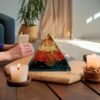 Crystal Orgone Pyramid – Orgonite Energy Generator with Copper-Wrapped Quartz and Shungite Crystals for Positive Energy