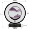 Moving Sand Art Picture 3D Glass Deep Sea Sand round Framed Art Sandscape, Touch Control Bedside Lamp with USB Port, Table Modern Lamp for Bedroom Dimmable Nightstand Desk Lamps
