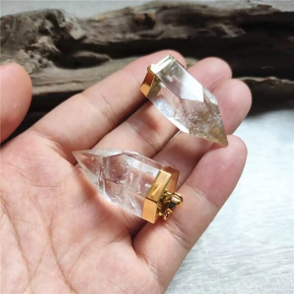 Crystal Quartz Thick Spike Pendant,Gold Color Plated Natural Crystal Stone Accessories For Necklace