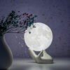 Moon Lamp, 3.5 Inch 3D Printing Lunar Lamp Night Light with White Hand Stand as Kids Women Girls Boy Birthday Gift, USB Charging Touch Control Brightness Two Tone Warm Cool White