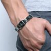 Viking Magic~4 in 1 Men Steel Magnetic Therapy Healing Bracelet Bio Magnet Health Care Bangle Relieve Pain Anti Radiation Wristband Gift