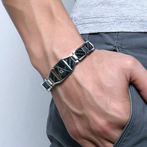 Viking Magic~4 in 1 Men Steel Magnetic Therapy Healing Bracelet Bio Magnet Health Care Bangle Relieve Pain Anti Radiation Wristband Gift