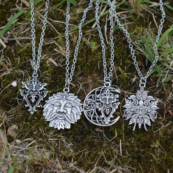 Wicca Celtic Green Man Pentagram Pendant woman necklace