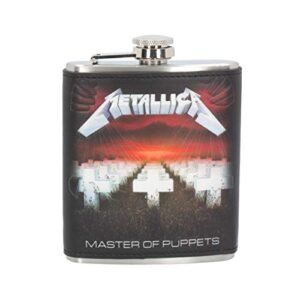 Band Merchandise~ Metallica Master of Puppets Hip Flask 7oz, PU/Stainless Steel, Black, 12.5cm