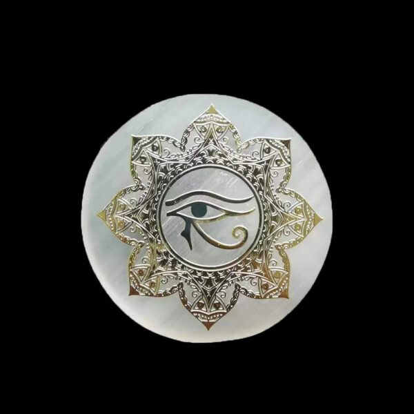 6CM Natural Crystal Selenite Slice Slab White Gypsum Chakra Flower of Life Charging Plate Yoga Meditation buy one and get one free