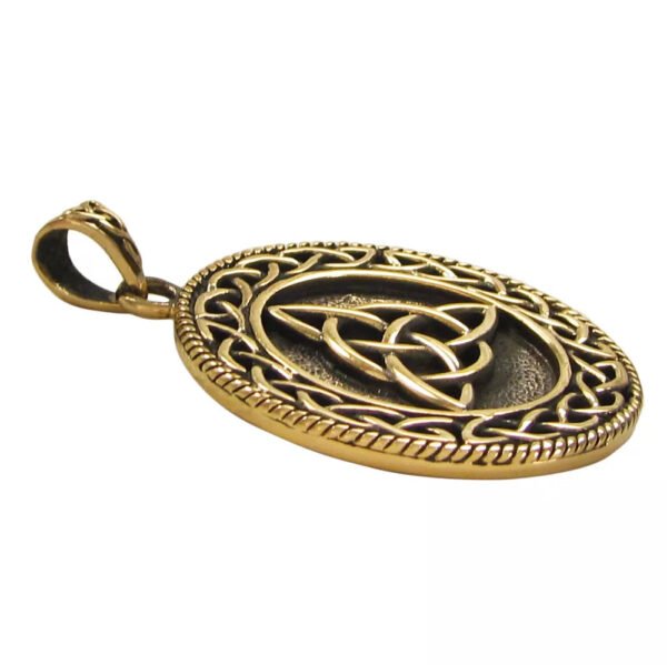 Bronze Triquetra Celtic Knot Pendant Necklace - Wiccan Pagan Knotwork Jewelry