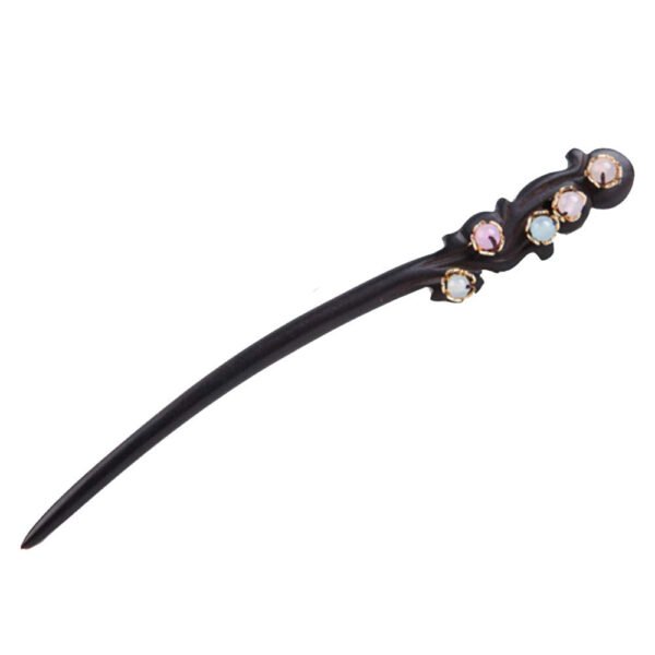 TOP SEWING Ebony Double-faced Jade Sword Hairpins Handmade Carved Wooden Hair Sticks for Women Chinese Hair Chopsticks for Long hair A