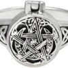 Sterling Silver Moon Pentacle Poison Locket Ring (sizes 5-12)