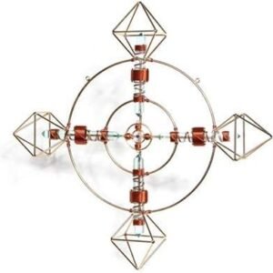 Crystal Healing Tool - Solar Form in 24K Gold Plate with Magnets & Copper Wire - 15" - Octahedron