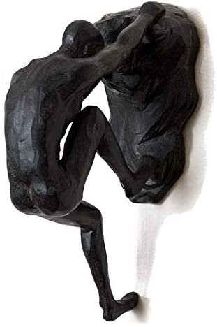 Magicun  Collection~Haute Collage Bronze Rock Climbers Set of 3 Figurines Wall Climbing Trio Men x3 Sculptures Poly Resin Statue Large Ornaments Wall-art