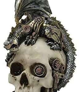 Steampunk Collection~Steel Wing Skull Figurine 25cm Silver