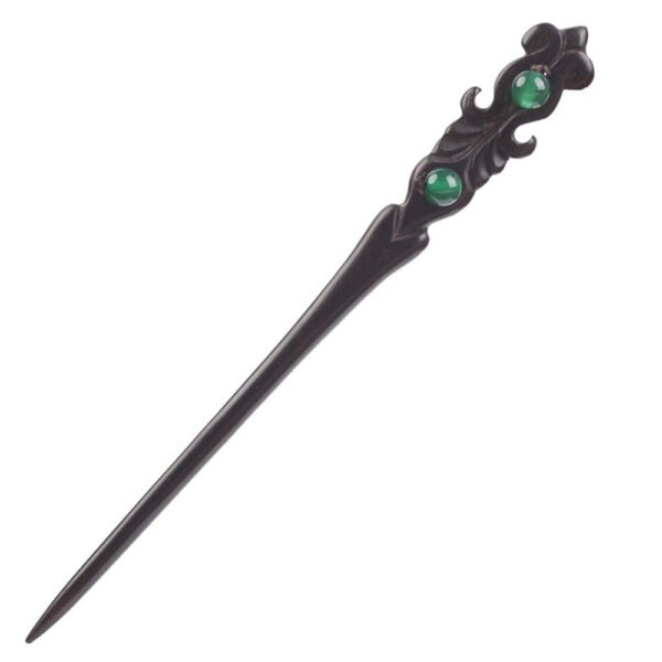 TOP SEWING Ebony Double-faced Jade Sword Hairpins Handmade Carved Wooden Hair Sticks for Women Chinese Hair Chopsticks for Long hair A