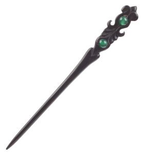 TOP SEWING Ebony Double-faced Jade Sword Hairpins Handmade Carved Wooden Hair Sticks for Women Chinese Hair Chopsticks for Long hair A