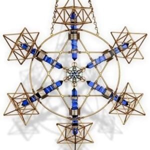 Crystal Healing Tool - Earth Shambhala Star with Magnets & Gold-Fill Copper Wire - 15" - Star Tetrahedron