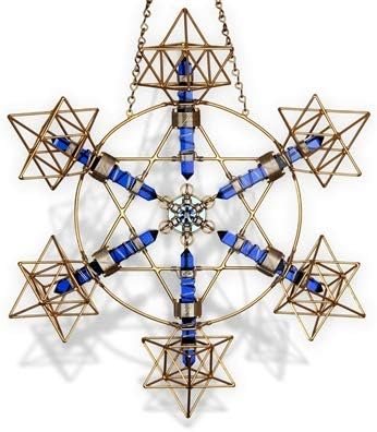 Crystal Healing Tool - Earth Shambhala Star with Magnets & Gold-Fill Copper Wire - 15" - Star Tetrahedron