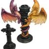 Magic  Collection~Flying Dragons Candlestick Candle Holder 8 inches Tall Celtic Cross with Stand Gothic