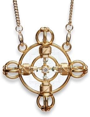 Crystal Healing Pendant - Solar Form Radiator in 24K Gold Plate with Magnets & Gold-Fill Copper Wire