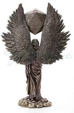 Magic  Collection~Archangel Metatron Holding Up Sacred Geometry Cube Statue