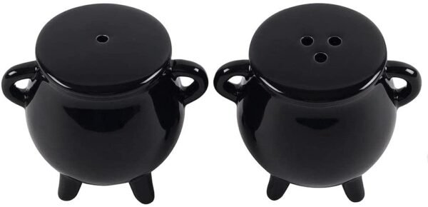 Black Cauldron Salt & Pepper Cruet Set Witch/Pagan Gift Boxed