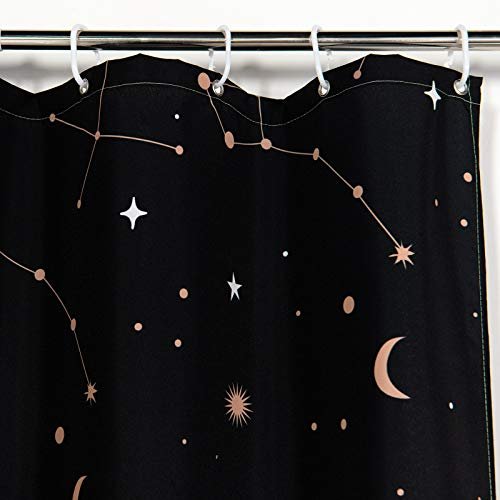 Zodiac Constellation Fabric Shower Curtain, Blush Sun and Moon Phrase Bathroom Shower Curtain Sets