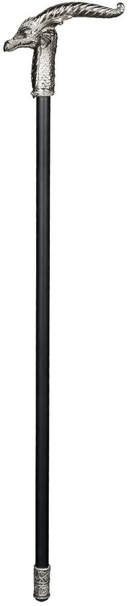 Fantasy Collection~ Horned Dragon Walking Cane 22cm Silver, Plastic, Resin, Metal, Rubber, One Size