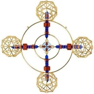 Crystal Healing Tool - Christ Consciousness Solar Form in 24K Gold Plate with Magnets & Copper Wire - 15" - Icosahedron/Dodecahedron