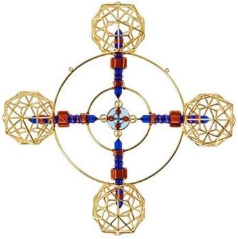 Crystal Healing Tool - Christ Consciousness Solar Form in 24K Gold Plate with Magnets & Copper Wire - 15" - Icosahedron/Dodecahedron