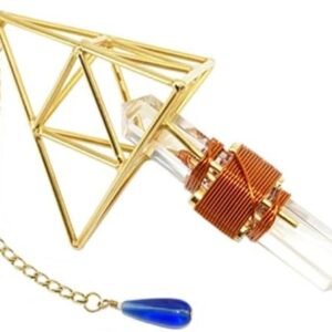 Crystal Wand Healing Tool - Deva Vajra Etheric Weaver Pendant with Magnets & Copper Wire - 4 1/2" - Tetrahedron