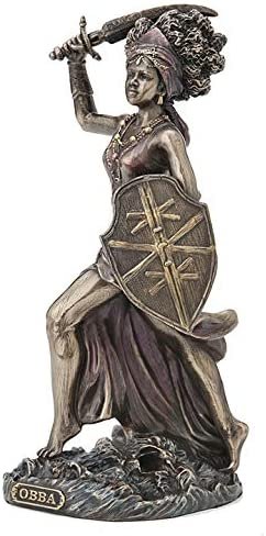 Magic  Collection~8 5/8 Inch Santeria Orishas Obba River Goddess Cold Cast Resin Bronze Finish Statue Shrine Idol