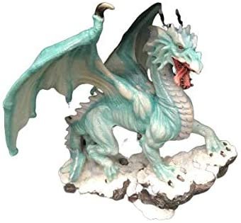 Magic  Collection~Blue Green Snow Dragon Statue Hand Painted Fantasy Figurine Collectible