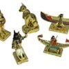 Magic  Collection~7 Miniature Egyptian Figurines : Horus The Falcon, Khufu Ship, Babi The Baboon, Bastet Cat, Falcon, Anke, 2.25"-3.25" Tall